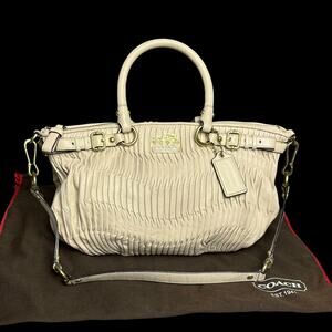 Coach Madison Gathered Leather Sophia Satchel Bag Bone Ivory White 18620 Ltd Ed.